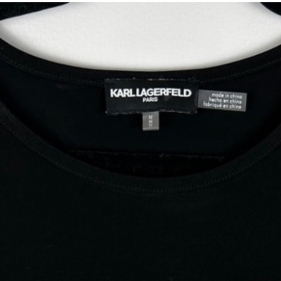 KARL LAGERFELD B&W Short Sleeve Shift Dress | Medium - Picture 4 of 10